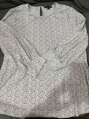 2/$20 Adrianna Papell White Long-Sleeve Printed Blouse